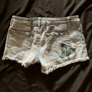 Vintage Butterfly Frayed Denim Shorts